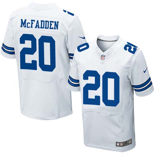Men's Elite Darren McFadden Nike Jersey White Road - #20 NFL Dallas Cowboys